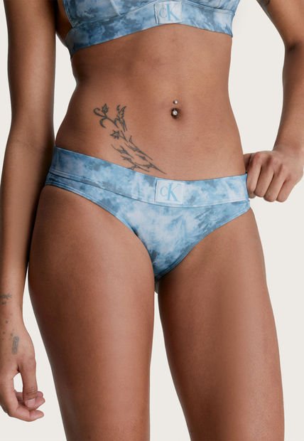 Parte Inferior Bikini Calvin Klein Tie Dye Celeste Compra Ahora