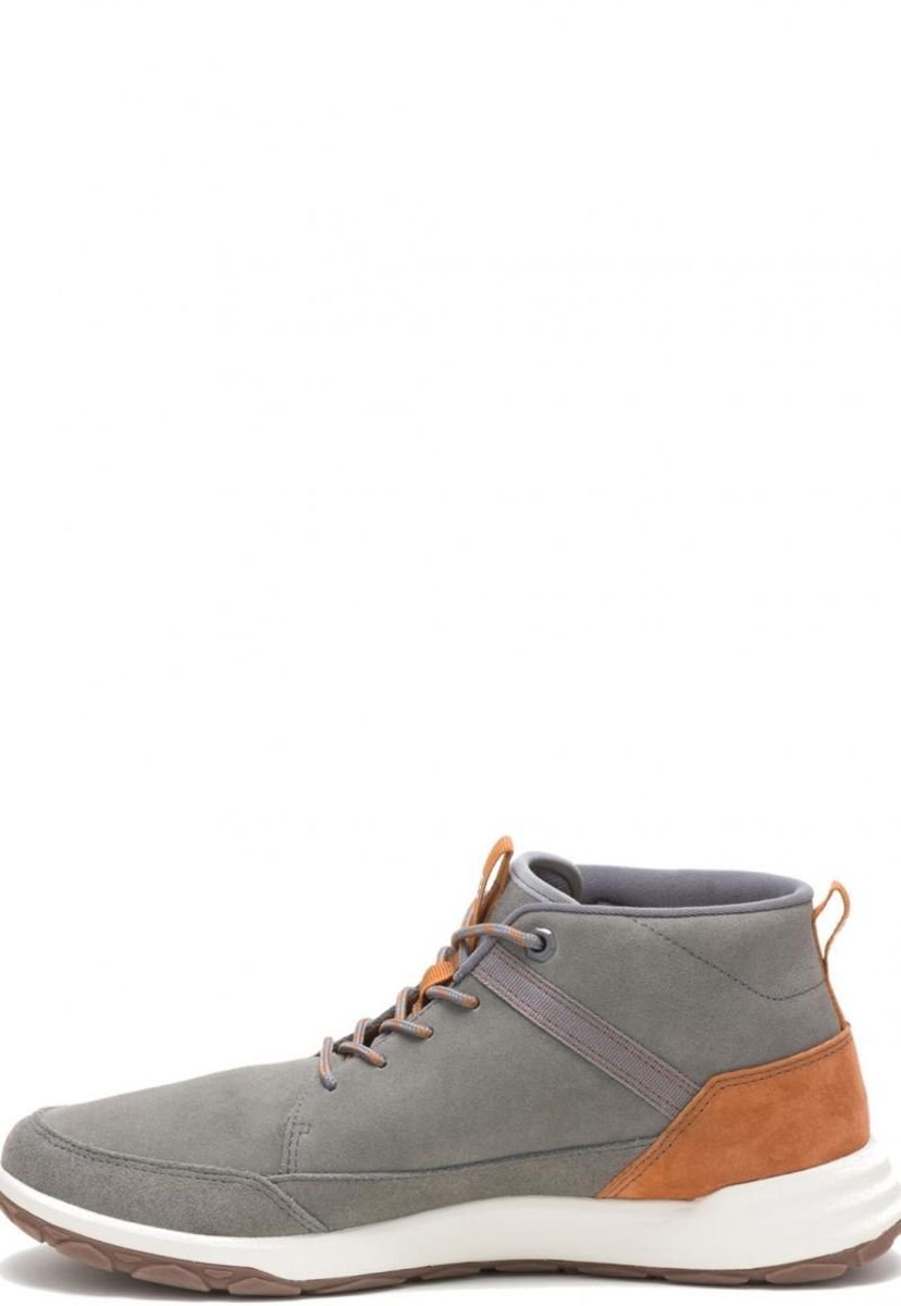 zapatilla cuero quest mid gris hombre cat