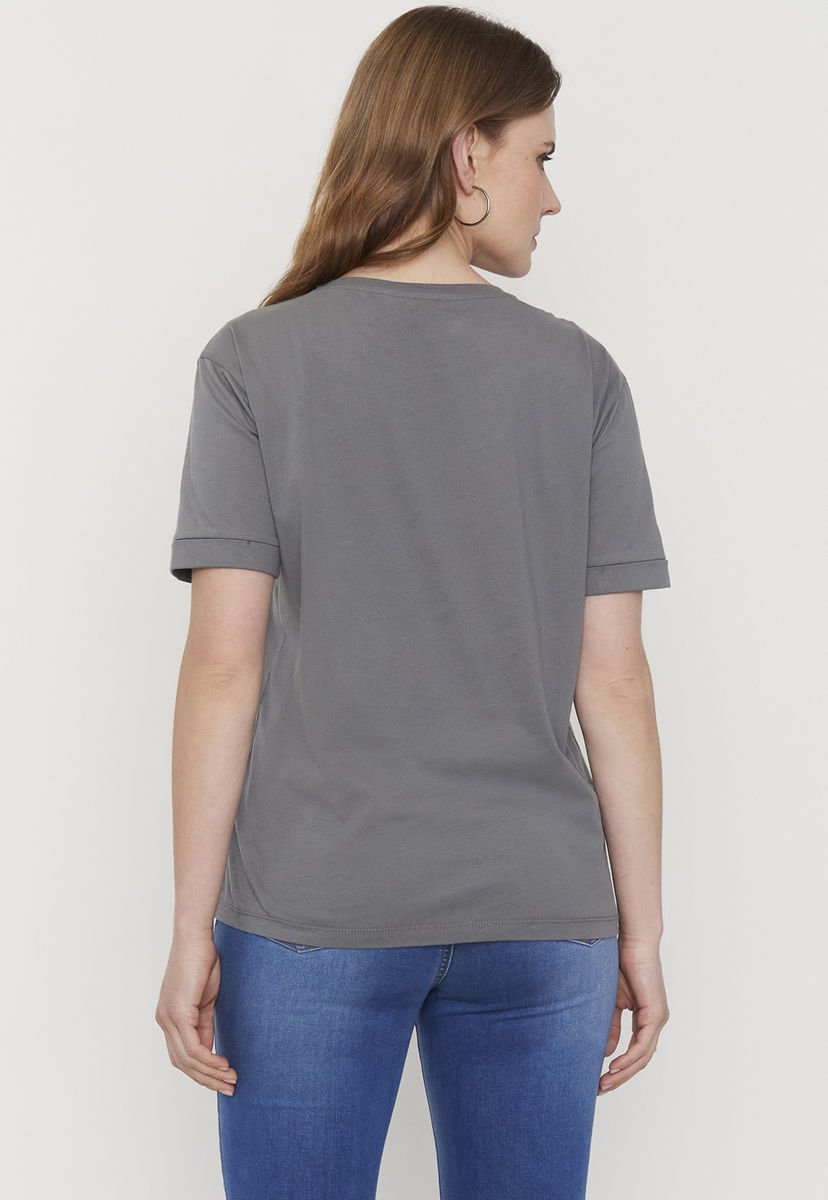 Polera Mujer Print Charcoal Corona Compra Ahora Dafiti Chile