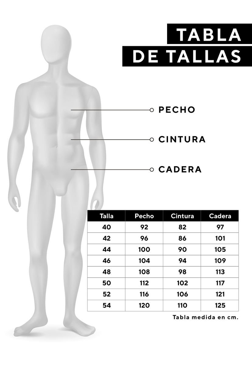 Medidas talla 2024 pantalon hombre