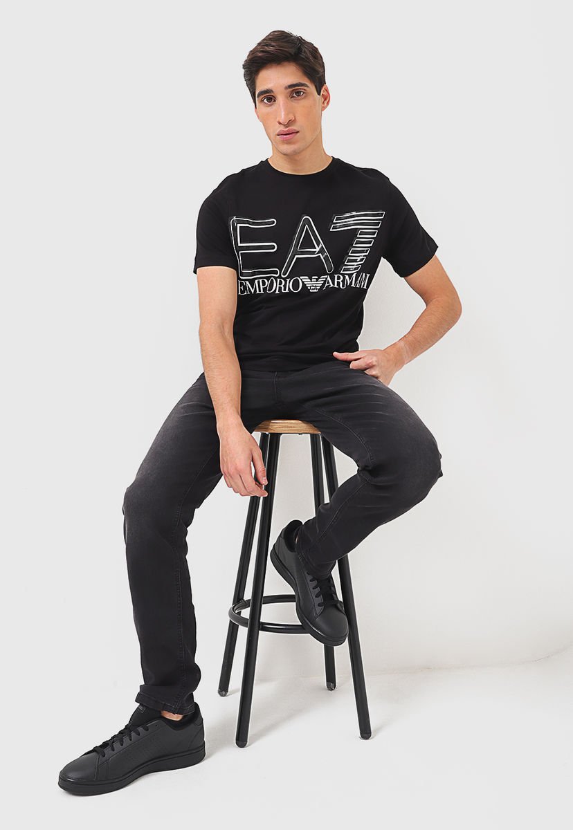 Polera EA7 Emporio Armani T-Shirt Negro - Calce Regular - Compra Ahora
