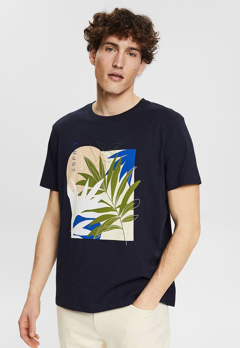 Polera Con Estampado De Plantas Azul Marino Esprit Compra Ahora