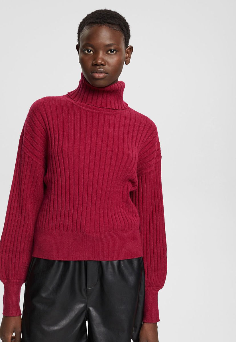 Sweater De Cuello Alto Acanalado Mujer Rojo Esprit - Compra Ahora | Dafiti