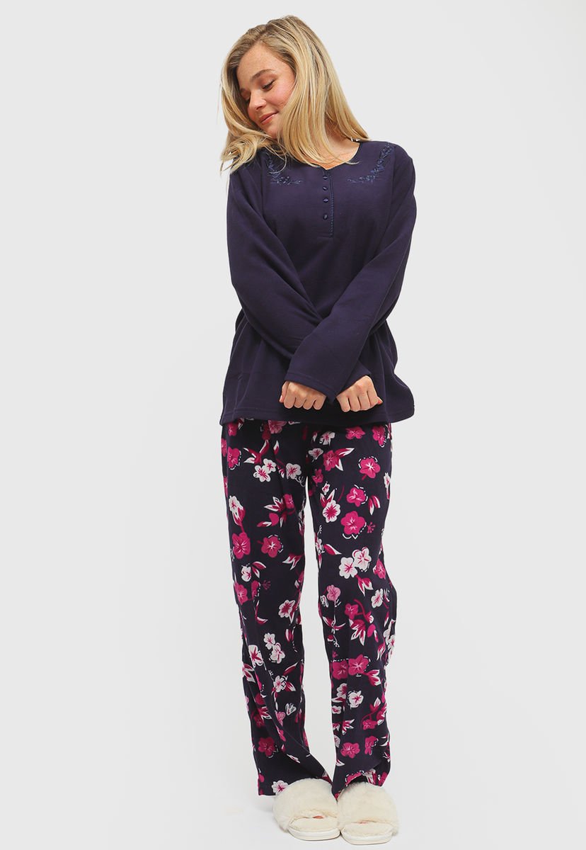 Pijama Lady Genny Micropolar Estampado Azul Compra Ahora