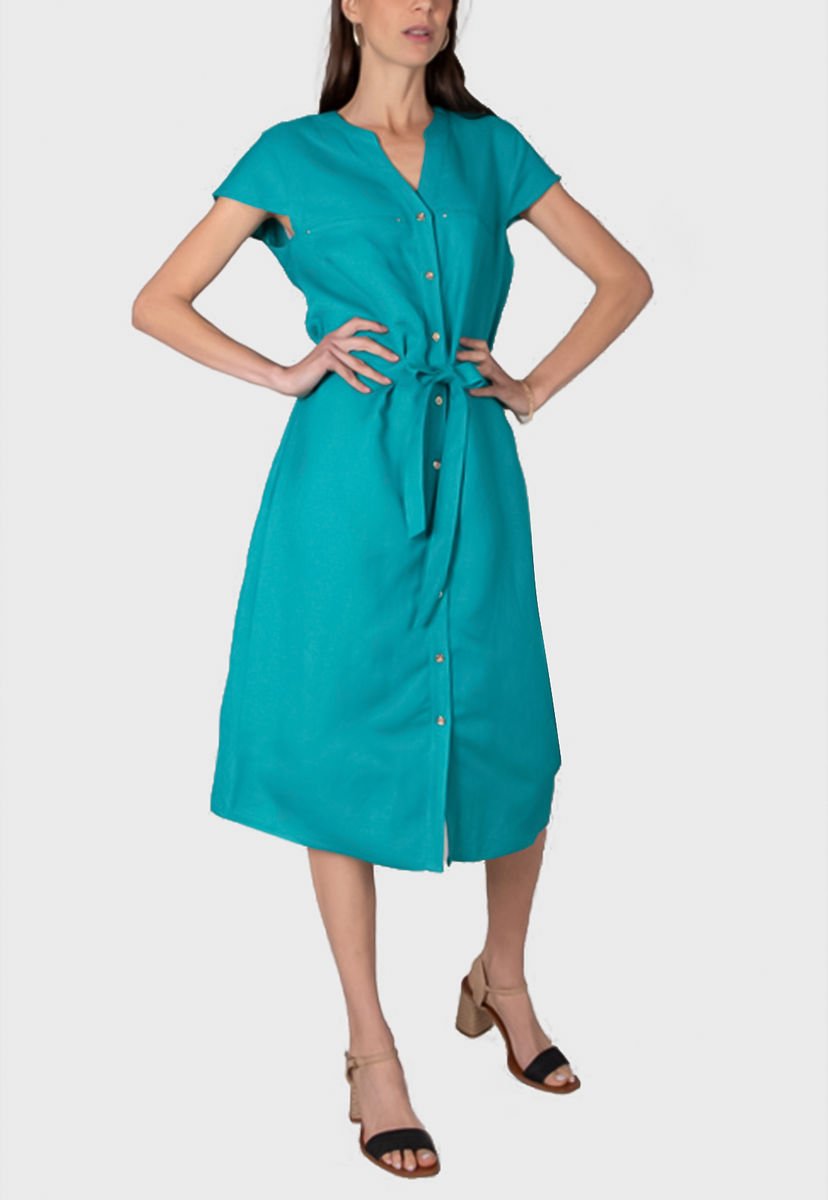 Vestido Magriffe Lino Verde - Calce Regular - Compra Ahora