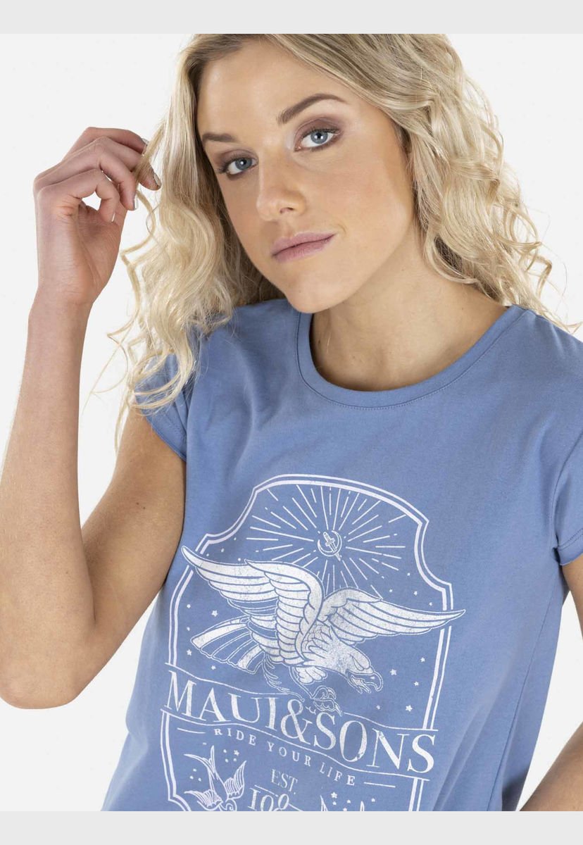 Polera Manga Corta Mujer Azul Maui And Sons Compra Ahora