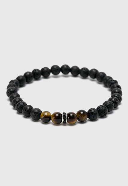 Pulsera Piedra Volc Nica Ojo De Tigre Negro Millam Compra Ahora