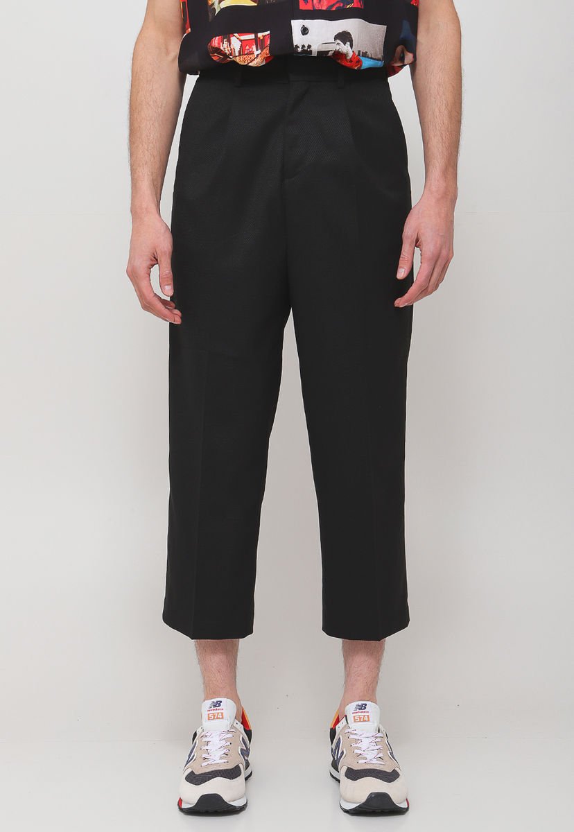 Pantal n Topman Wide Leg Crop Negro Calce Holgado Compra Ahora