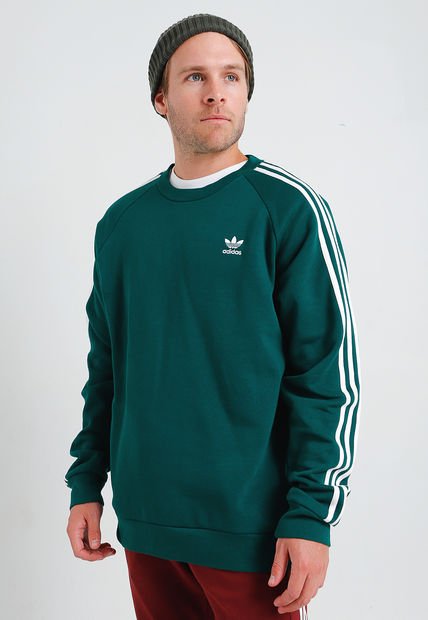 Poleron adidas originals 3 STRIPES CREW Verde Calce Regular Compra Ahora Dafiti Chile