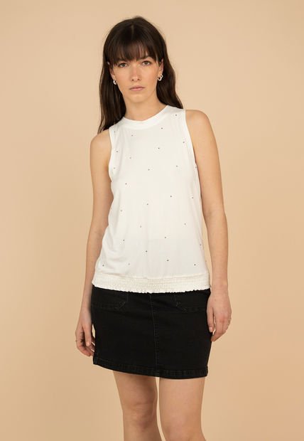 Polera Escote Halter Tachas Blanco ASH