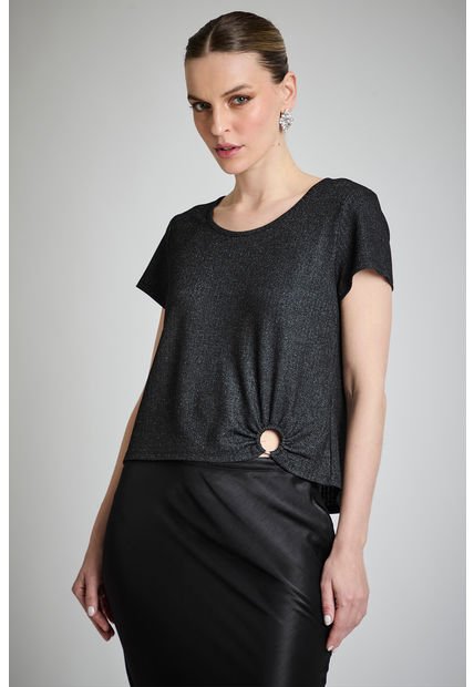 Top Rib Acanalado Lurex Negro Ash