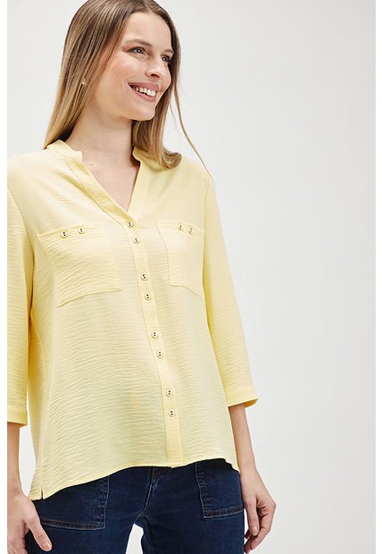 Blusa Lisa Cuello Mao Amarillo Ash