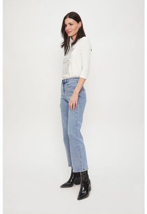 Jeans Ash Crop Azul - Calce Regular