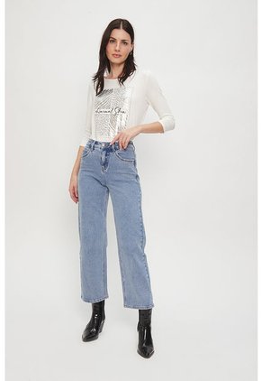 Jeans Ash Crop Azul - Calce Regular