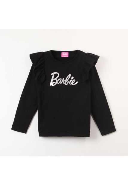 Polera Manga Larga Niña Vuelos Negro Barbie