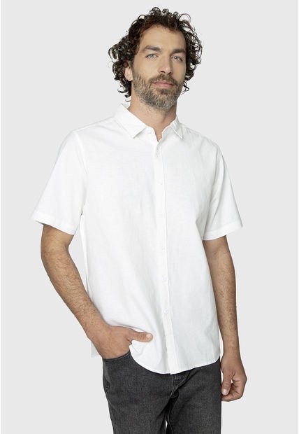 Shirt Linen Blended White Black Bubba