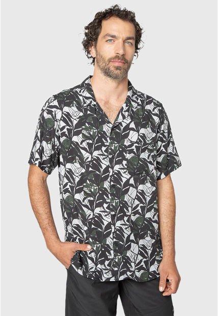 Shirt Viscose Wild Plants Black Bubba