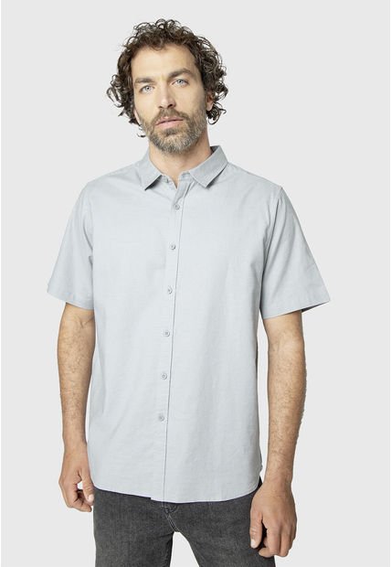 Shirt Linen Blended Light Grey Black Bubba