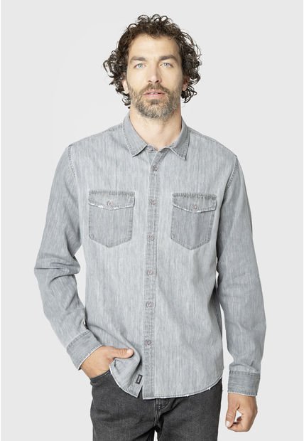 Shirt Cotton Denim Light Grey Black Bubba