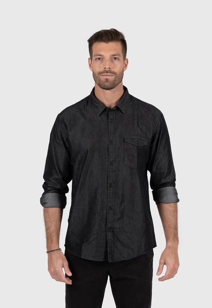 Raw Denim Tencel Shirt Black  Black Bubba