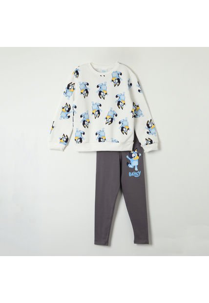 Conjunto Niña Full Print Blanco Bluey