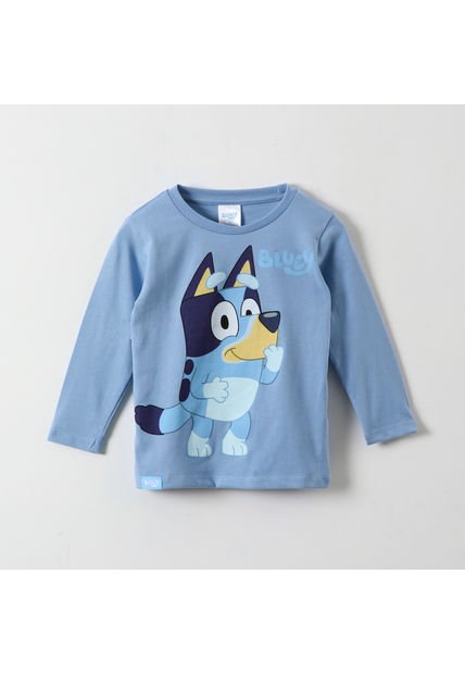 Polera Manga Larga Niño Laugh Celeste Bluey