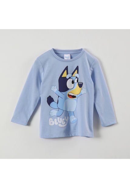 Polera Manga Larga Niño Flying Celeste Bluey