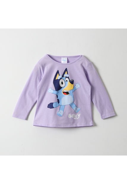 Polera Manga Larga Niña Sorpresa Lila Bluey