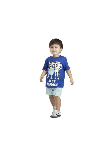 Polera Manga Corta Niño Azul Bluey