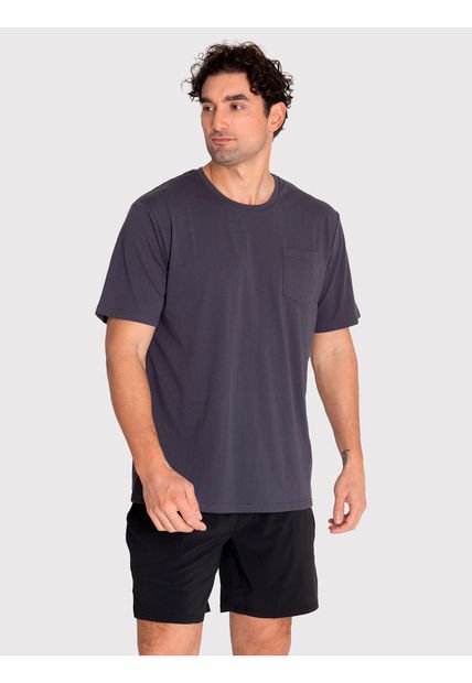 Polera Deportiva Hombre Pocket TShirt Gris Oscuro Bsoul