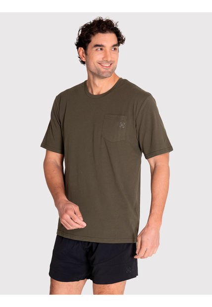 Polera Deportiva Hombre Pocket T-Shirt Gris Verde Bsoul