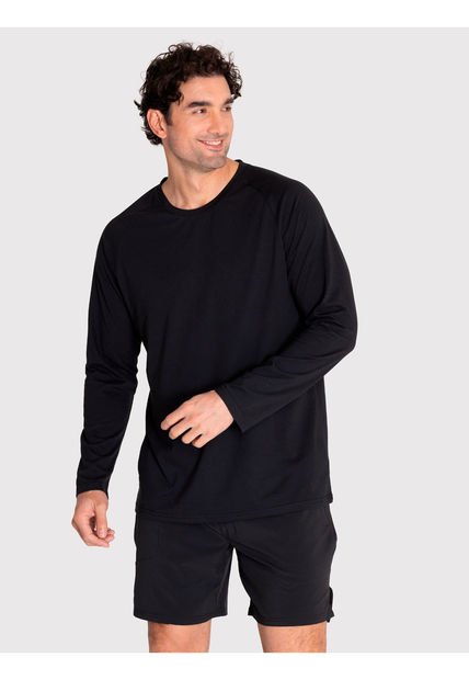 Polera Deportiva Hombre Manga Larga Negra Bsoul