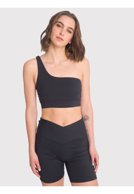 Peto Deportivo Mujer Strappy One Shoulder Negro Bsoul