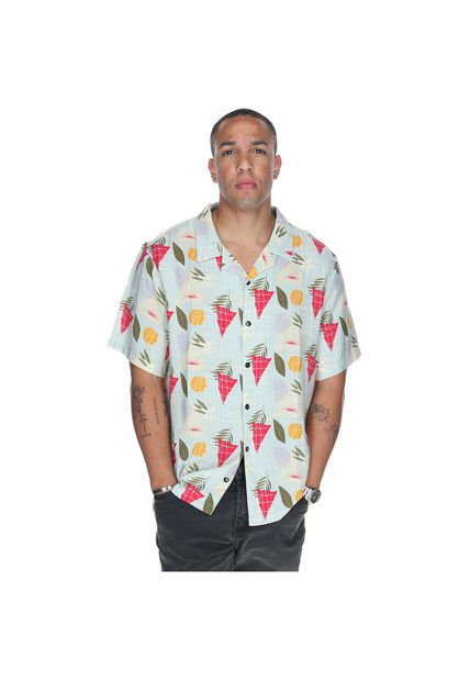 Camisa M/C Hombre Tropical Geometry Azul Burton