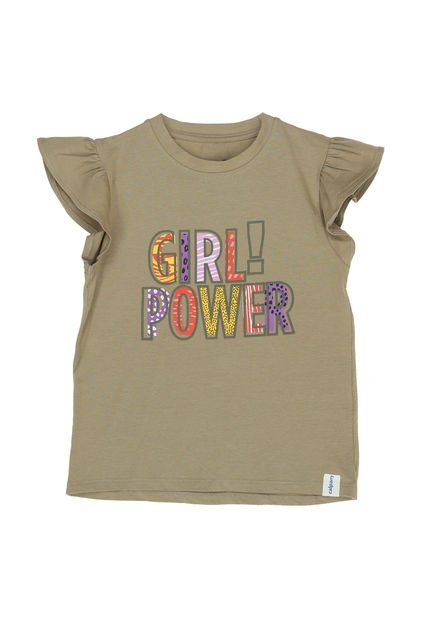 Polera M/C Niña Girl Power Beige Calpany