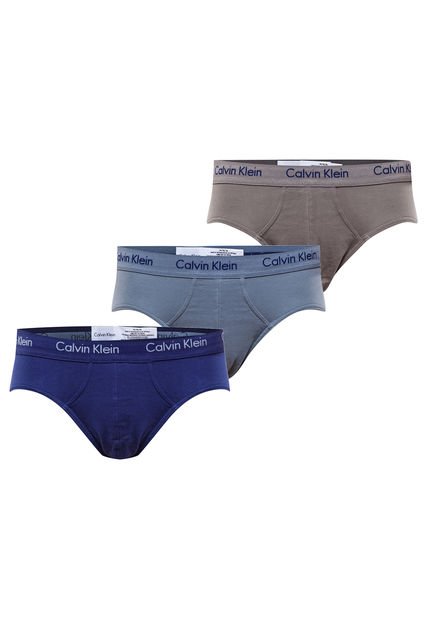 Pack 3 Slip Gris/Azul Calvin Klein