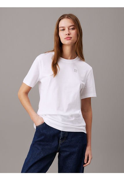 Polera Ck Embro Badge Regular Blanco Calvin Klein