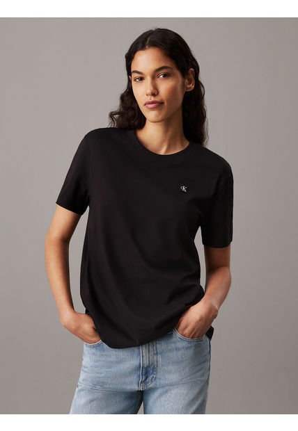 Polera Ck Embro Badge Regular Negro Calvin Klein