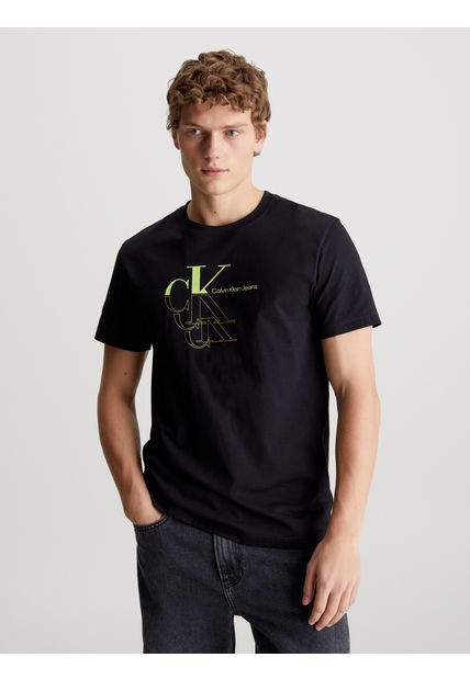 Polera Monogram Echo Graphic Negro Calvin Klein