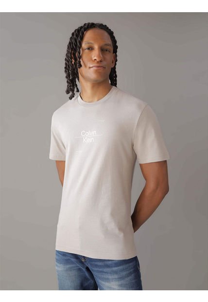 Polera Optic Line Logo Beige Calvin Klein