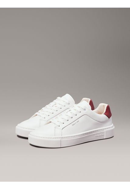 Zapatilla De Cuero Cupsole Lace Up Blanco Calvin Klein