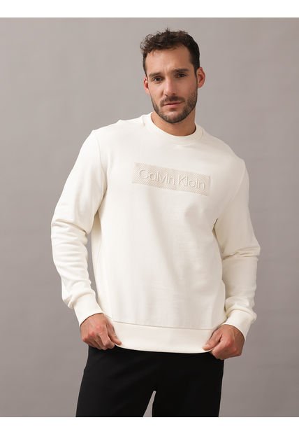 Polerón Textured Embroidery Blanco Calvin Klein