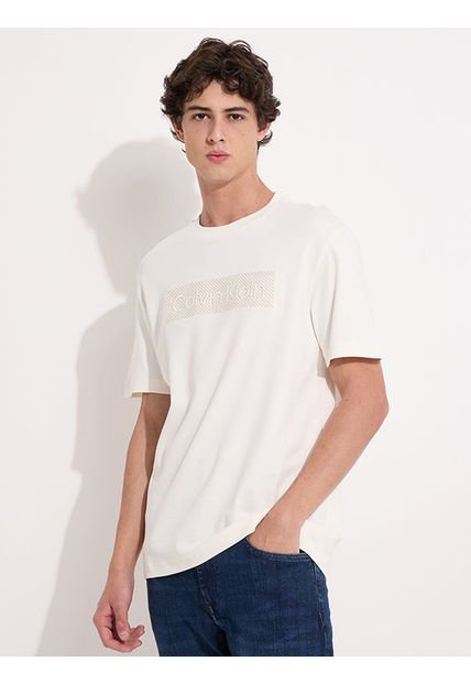 Polera Textured Embroidery Blanco Calvin Klein