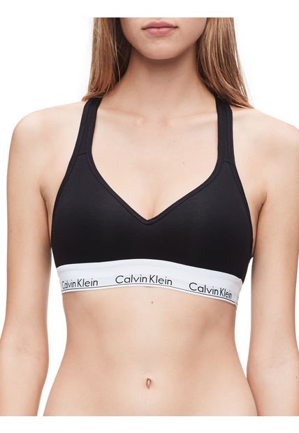 Bralette Modern Cotton Lined Negro Calvin Klein