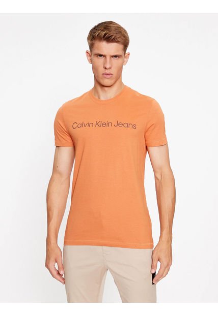 Polera Institutional Logo Slim Naranjo Calvin Klein