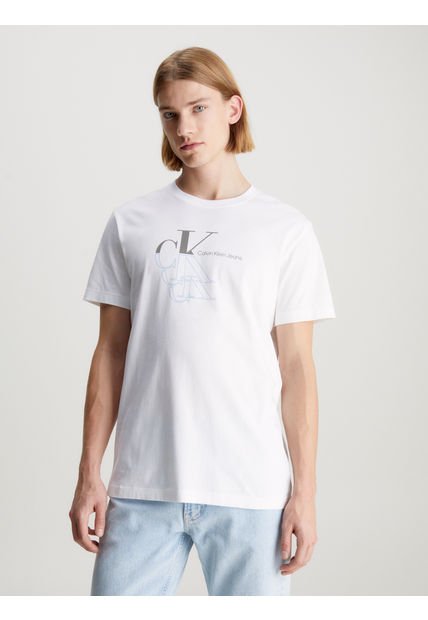 Polera Monogram Echo Graphic Blanco Calvin Klein