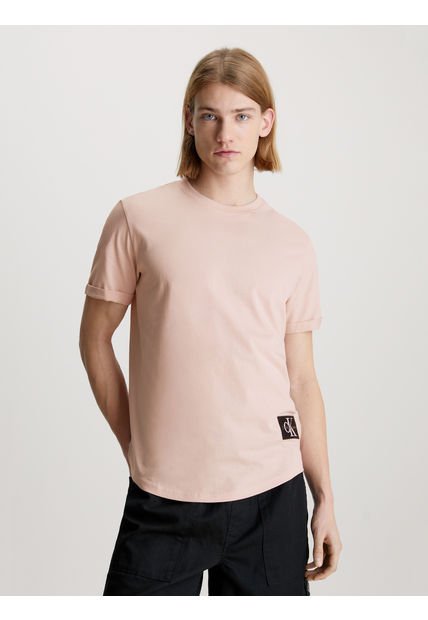 Polera Badge Turn Up Rosado Calvin Klein