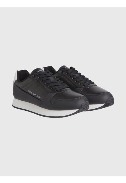 Zapatilla De Cuero Retro Runner Low Negro Calvin Klein