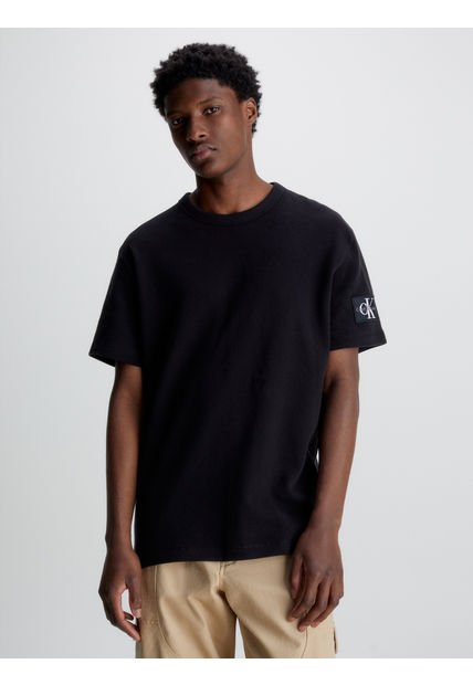 Polera Badge Waffle Negro Calvin Klein