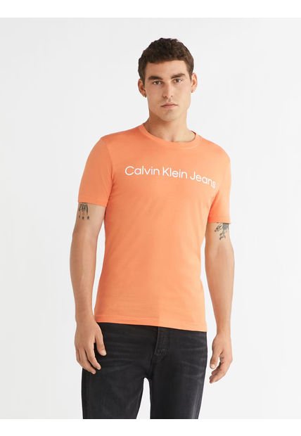 Polera Institutional Logo Naranja Calvin Klein